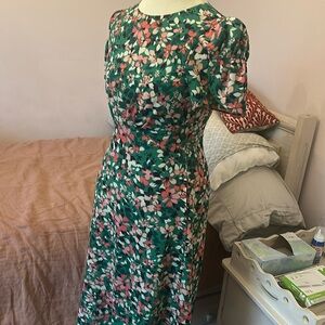 Printed Tulip Sleeve Midi-Dress Vince Camuto Size 4